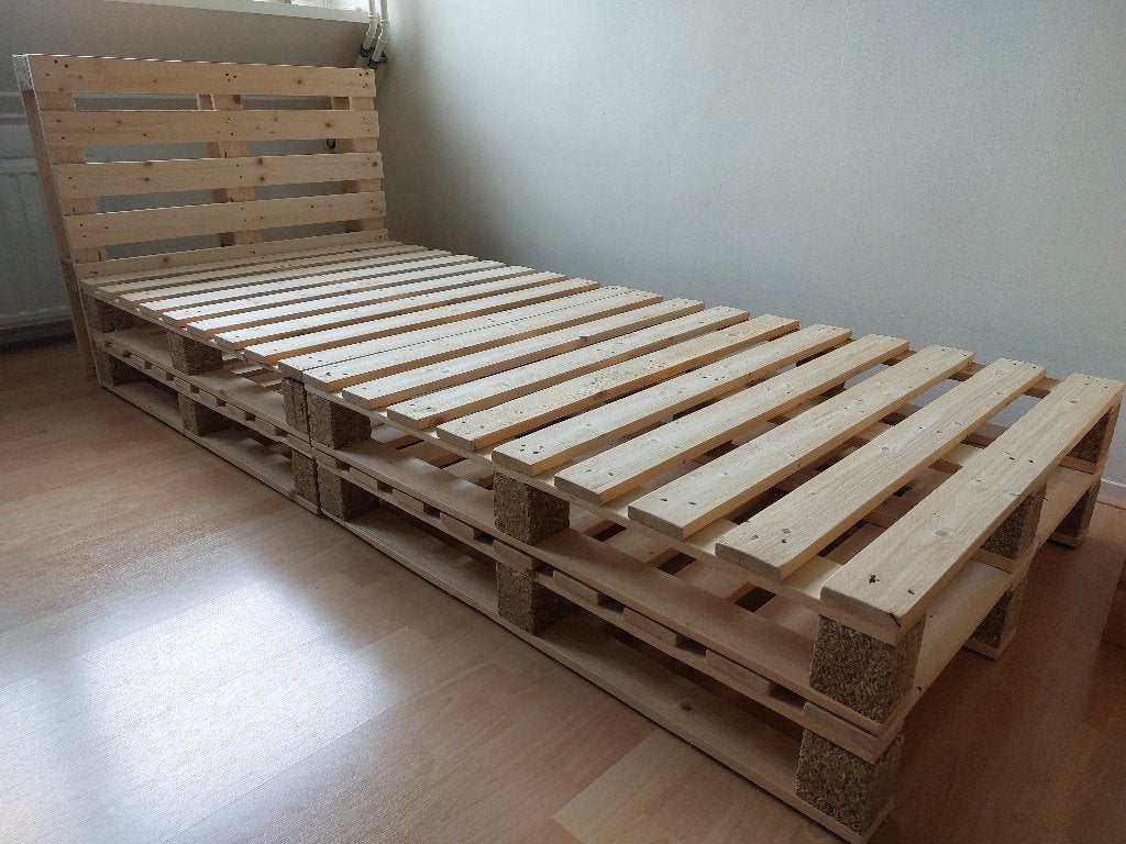 Palletbed 90x200cm, Ophalen, Gebruikt, 90 cm, 200 cm