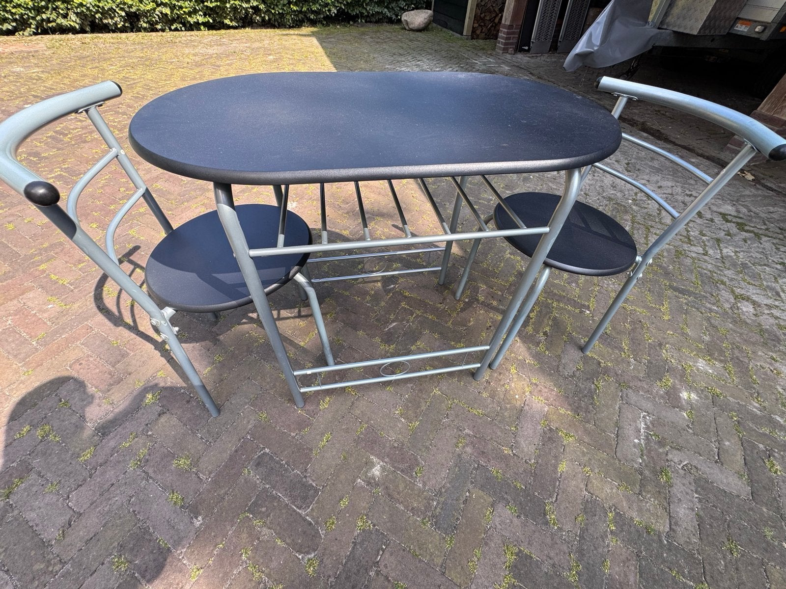Compacte tuinset met 2 stoelen en tafel, Overige materialen, Gebruikt, Eettafel, Tuinset