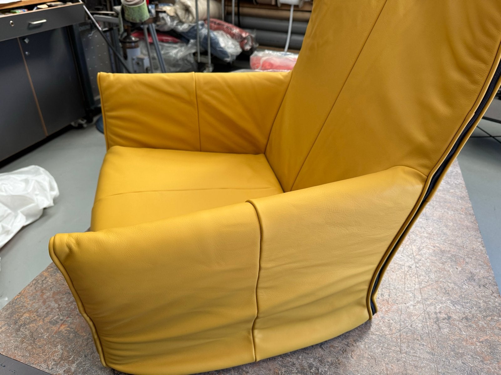 Nieuwe hoes voor Monti’s Charly fauteuil - Geel leer, Ophalen of Verzenden, Nieuw, Leer