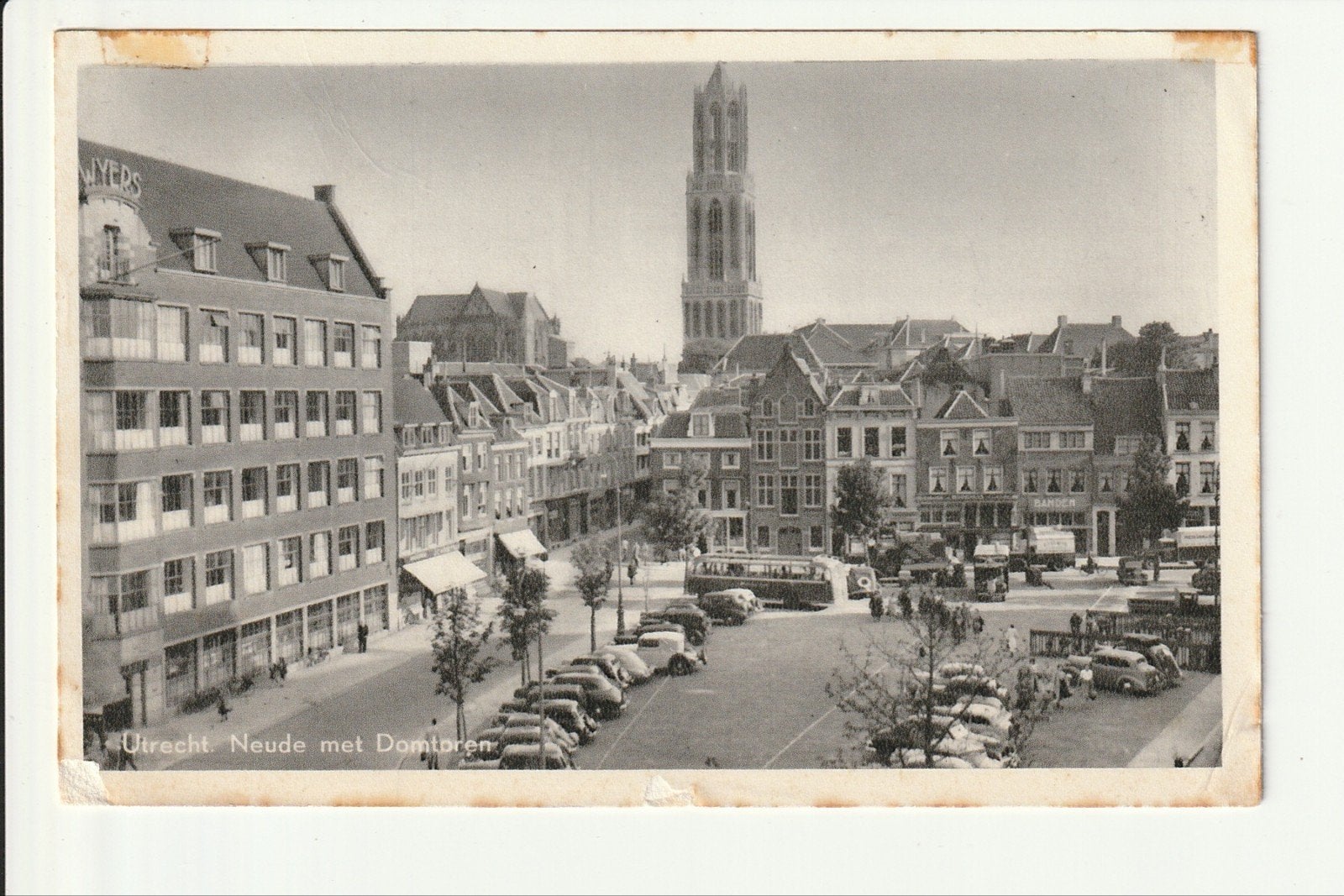UTRECHT NEUDE MET DOMTOREN PARKEERPLAATS AUTO'S TOURINGCAR, Ophalen of Verzenden, 1940 tot 1960, Gelopen, Utrecht