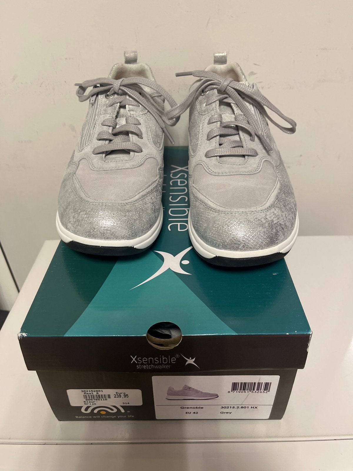 Xsensible Stretchwalker Sneakers - Grijs/Zilver - Maat 42, Xsensible, -, -, Nieuw