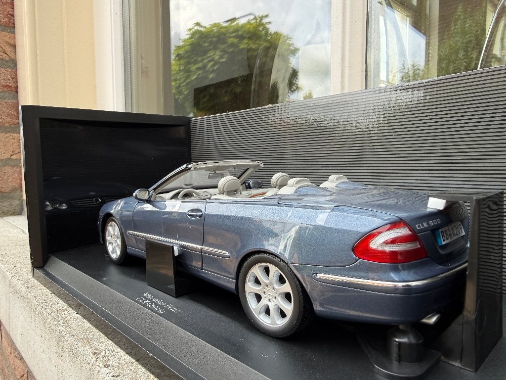 1:18 Mercedes A209 CLK Cabrio CLK500 blauw Kyosho, Kyosho, Auto, Nieuw, Ophalen of Verzenden