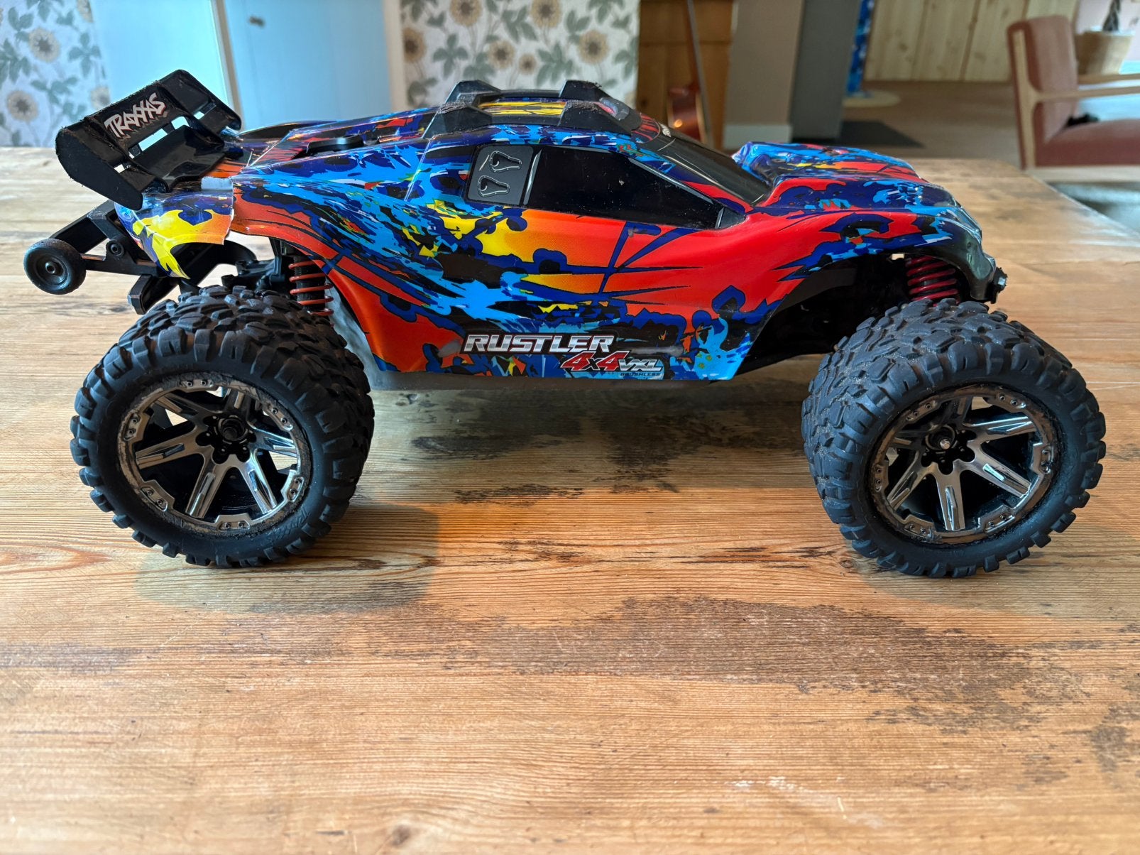 RC Traxxas Rustler VXL 4x4 incl. 3S LiPo, charger en zender, Ophalen, Gebruikt, Auto offroad, Schaal 1:10
