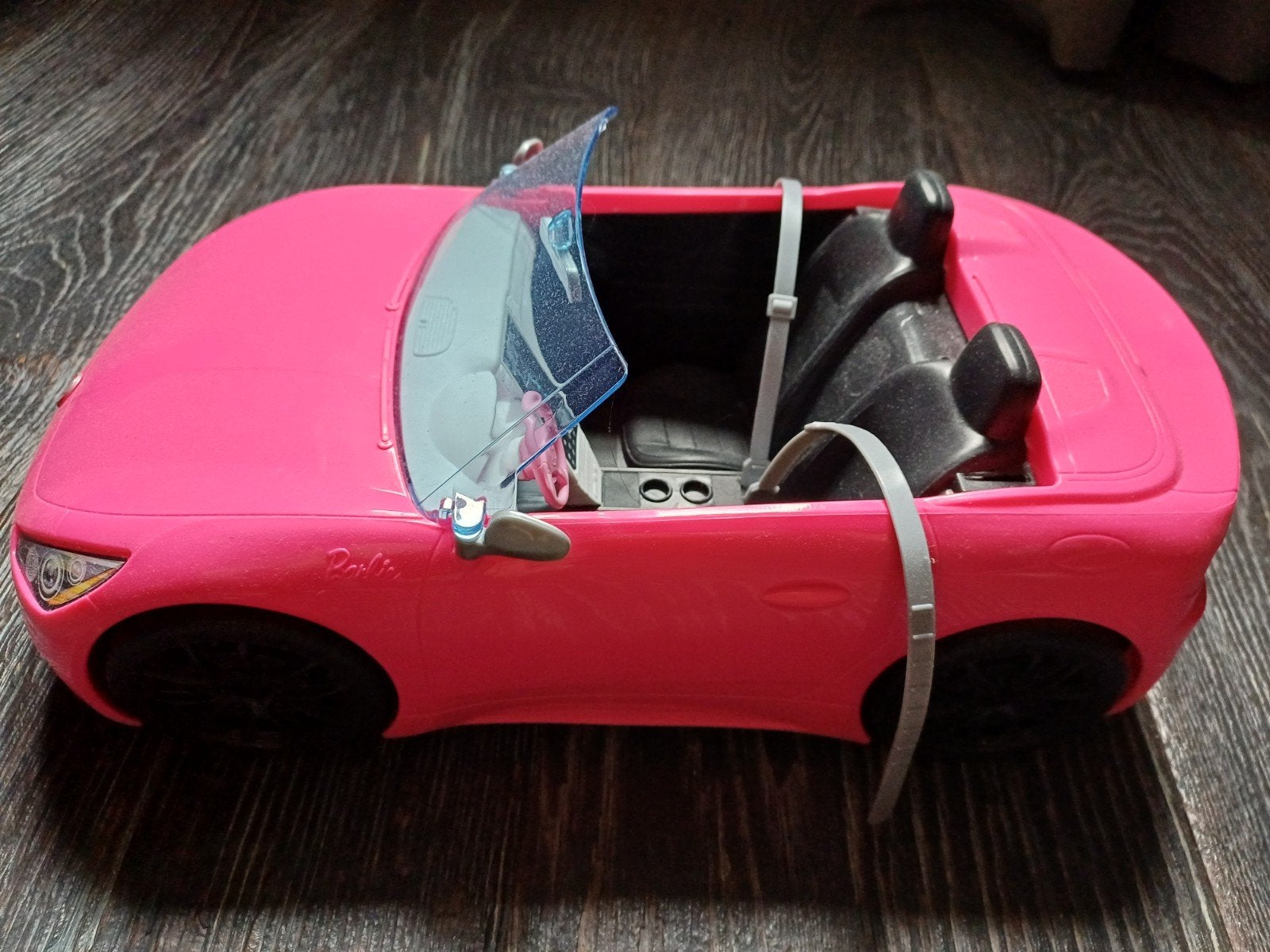 Barbie auto roze, Ophalen, Zo goed als nieuw
