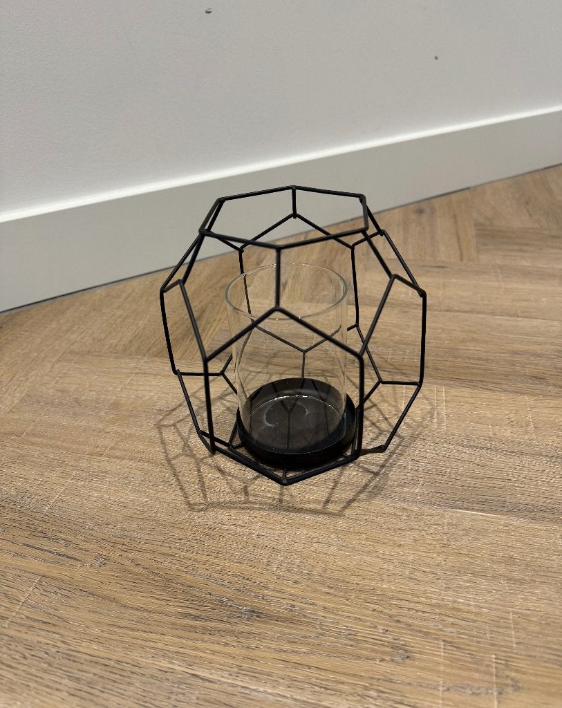 Nieuw mat zwart Gusta waxinelicht houder kaars windlicht, Windlicht, Nieuw, Ophalen of Verzenden, Glas