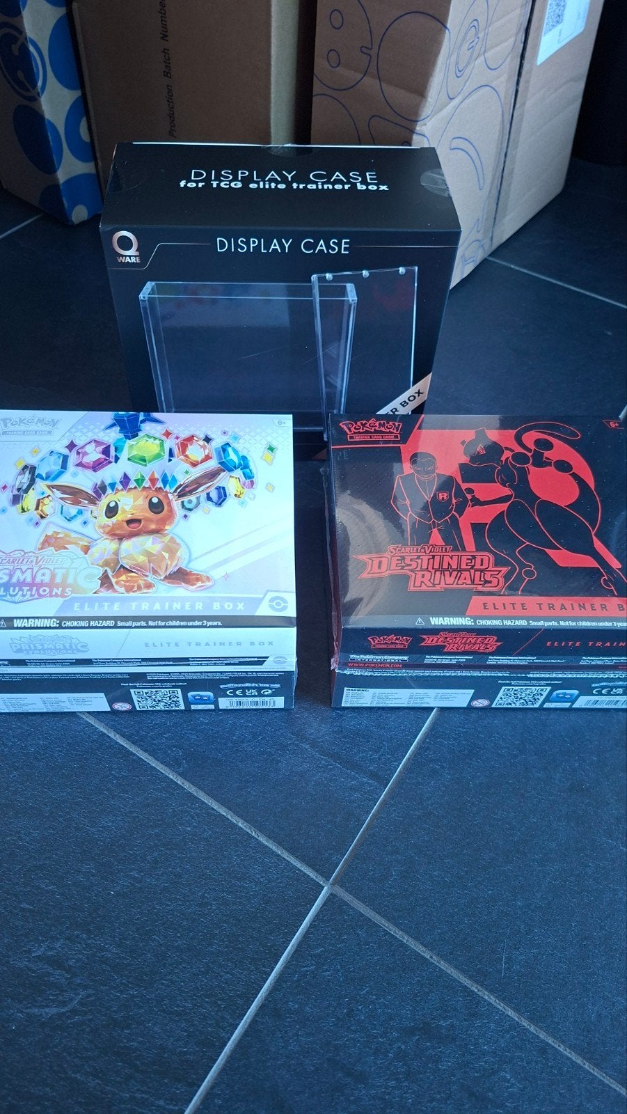 Prismatic Evolutions ETB + Destined Rivals ETB + Acryl, Ophalen of Verzenden, Nieuw