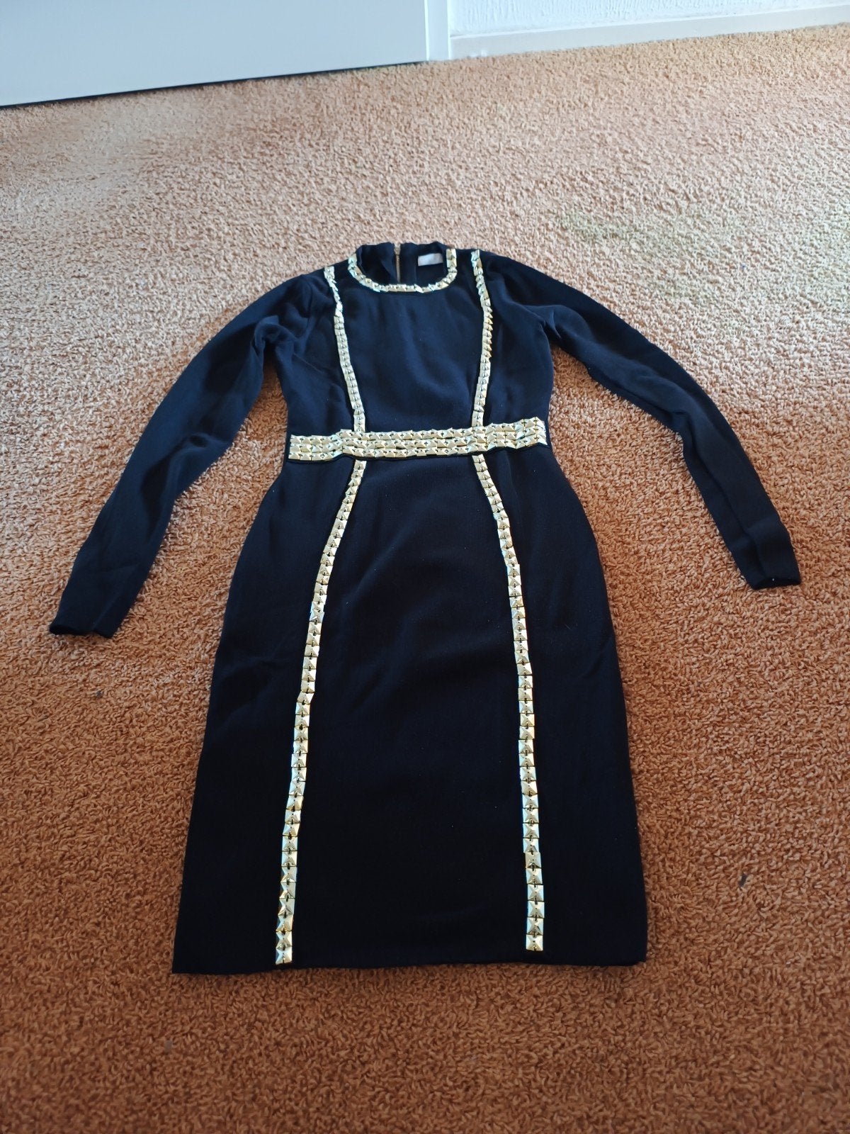 Allyson Collection Jurk Zwart met Gouden Details S/M, Kleding | Dames, Zwart, Ophalen of Verzenden, Zo goed als nieuw, Maat 36 (S)