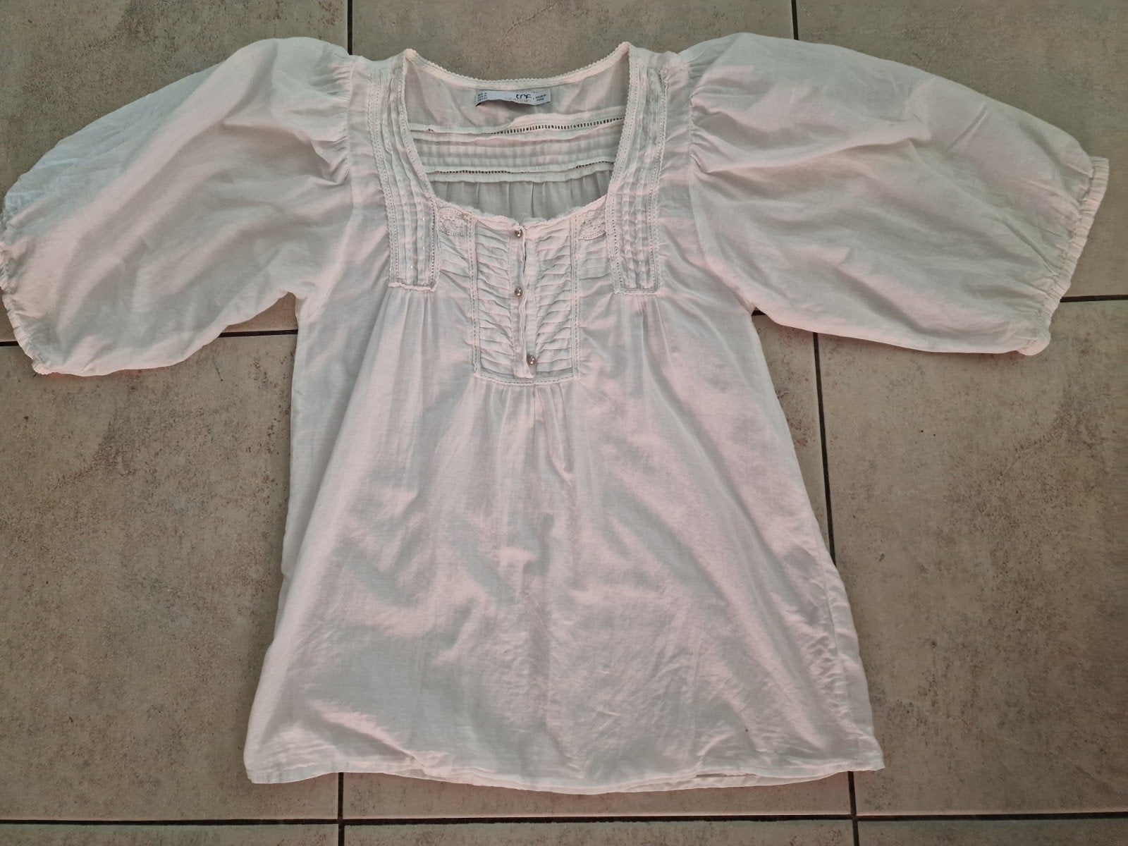 Witte blouse met pofmouwen - Zara TRF Collection, Maat 38/40 (M), Ophalen of Verzenden, Gedragen, Wit