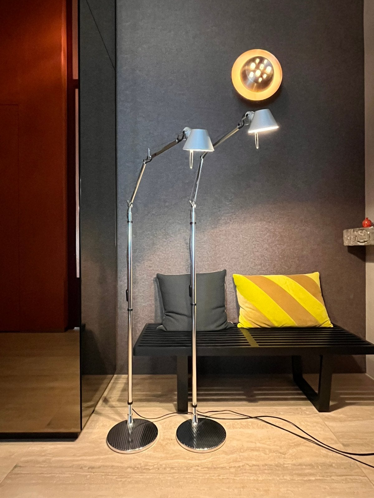 Schitterende set (2) Artemide Tolomeo Micro Terra vloerlamp, Huis en Inrichting, Ophalen, Gebruikt, E14 (klein), Metaal