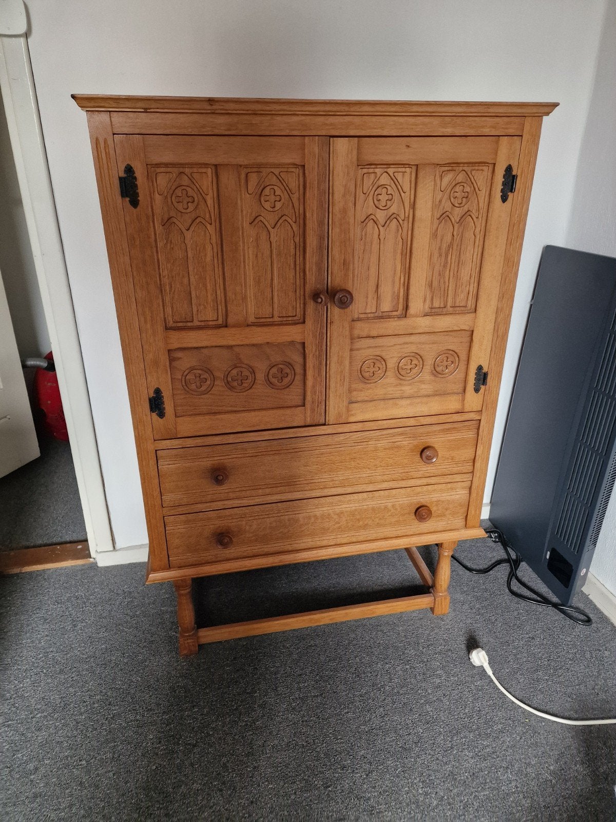 vintage Eikenhouten kast met lades en deuren, Ophalen