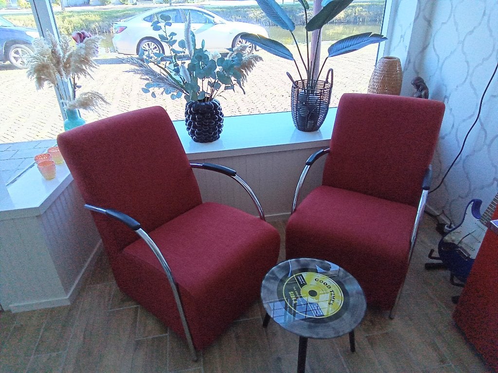 2 rode fauteuil stoelen, Ophalen, Gebruikt, 75 tot 100 cm, 50 tot 75 cm