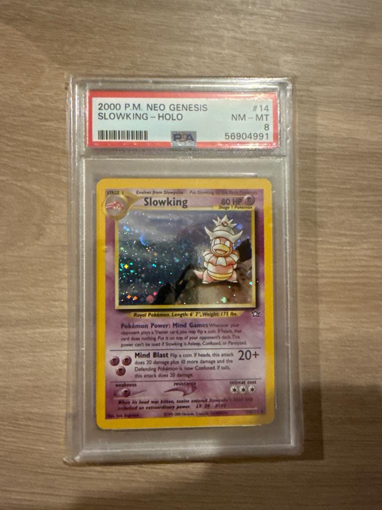 Slowking Holo PSA 8 Neo Genesis Pokémon Kaart, Ophalen of Verzenden, Zo goed als nieuw, Losse kaart, Foil