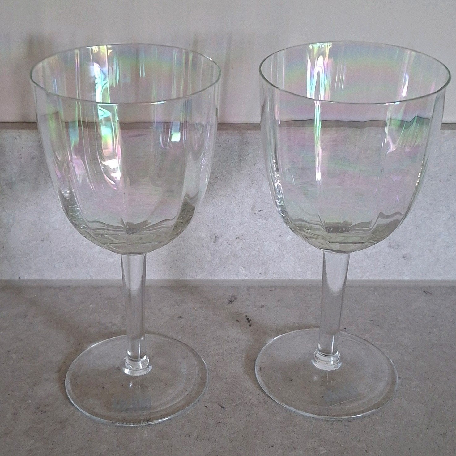 Krosno Parelmoer / Luster Wijnglazen – Vintage Poland, Antiek en Kunst, Antiek | Glas en Kristal, Ophalen of Verzenden