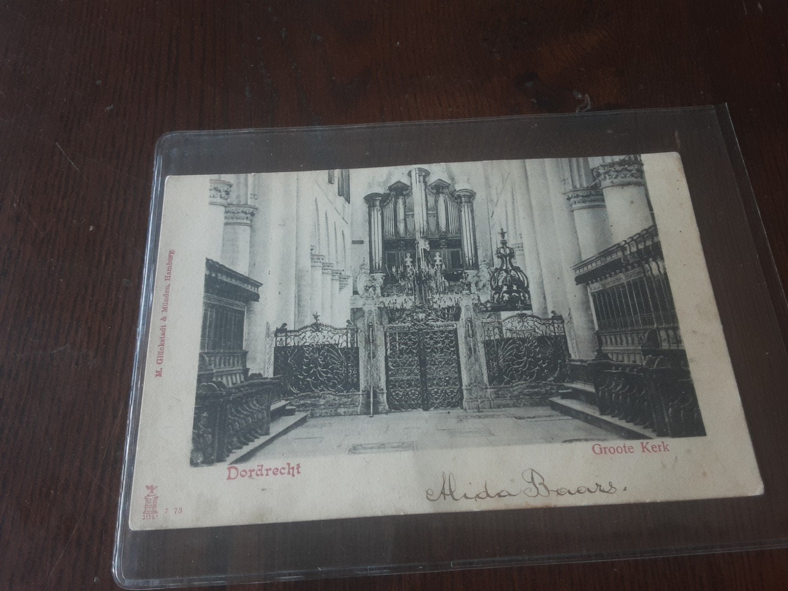 Zeer oude briefkaart Dordrecht Grote Kerk, Ophalen of Verzenden, Voor 1920, Gelopen, Zuid-Holland