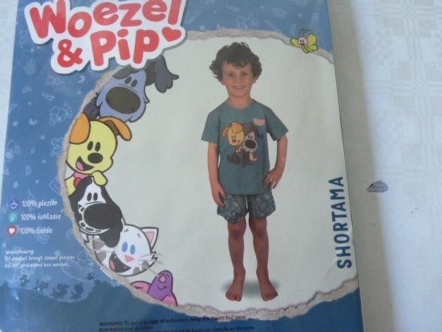 Woezel & Pip pyjama shortama  blauw  groen mt 116-122  Nieuw, Kinderen en Baby's, Nacht- of Onderkleding, Jongen of Meisje, Nieuw