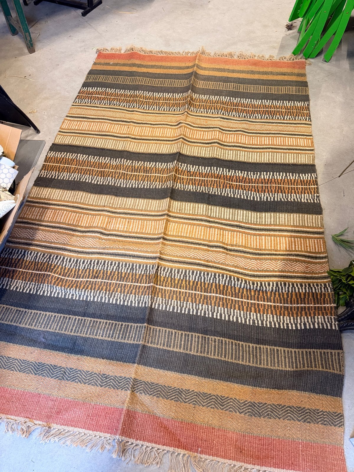 Vloerkleed met strepen en patronen, 250x150 cm, Ophalen, Gebruikt, 100 tot 150 cm, Bruin