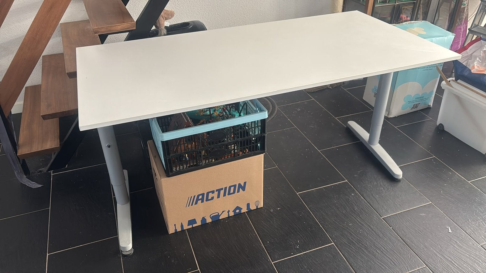 Mooi wit bureau met 2 lade blokken, Gebruikt, 180 cm, Schoolbureau, IKEA