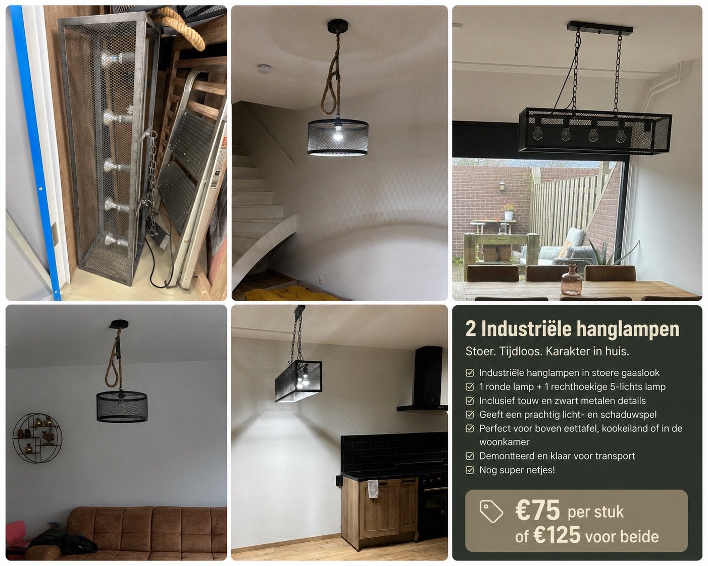 Industriële hanglampen/plafondlampen, Huizen en Kamers, Kamers te huur