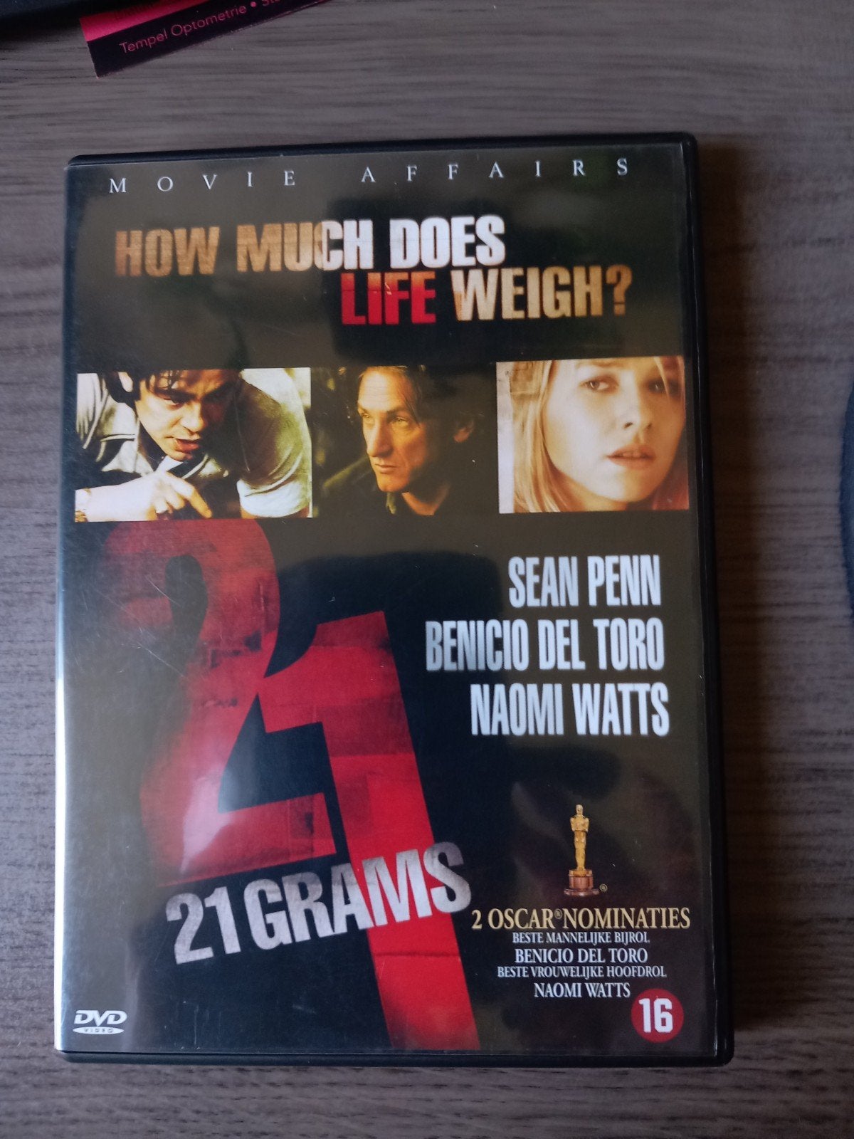 21 Grams DVD - Sean Penn, Benicio Del Toro, Naomi Watts, Cd's en Dvd's, Psychologische thriller, Vanaf 16 jaar, Nederlands, Gebruikt