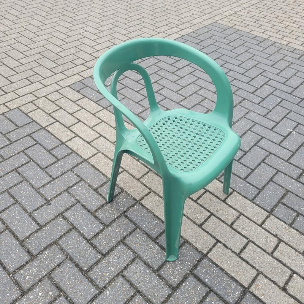 30 Horeca stapelstoelen met armleuning - Groen kunststof, Ophalen, Kunststof, Gebruikt, Overige kleuren