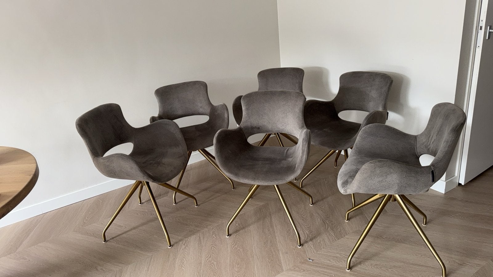 Set van 6 Richmond Interiors eetkamerstoelen, Ophalen, Zo goed als nieuw, Metaal, Grijs
