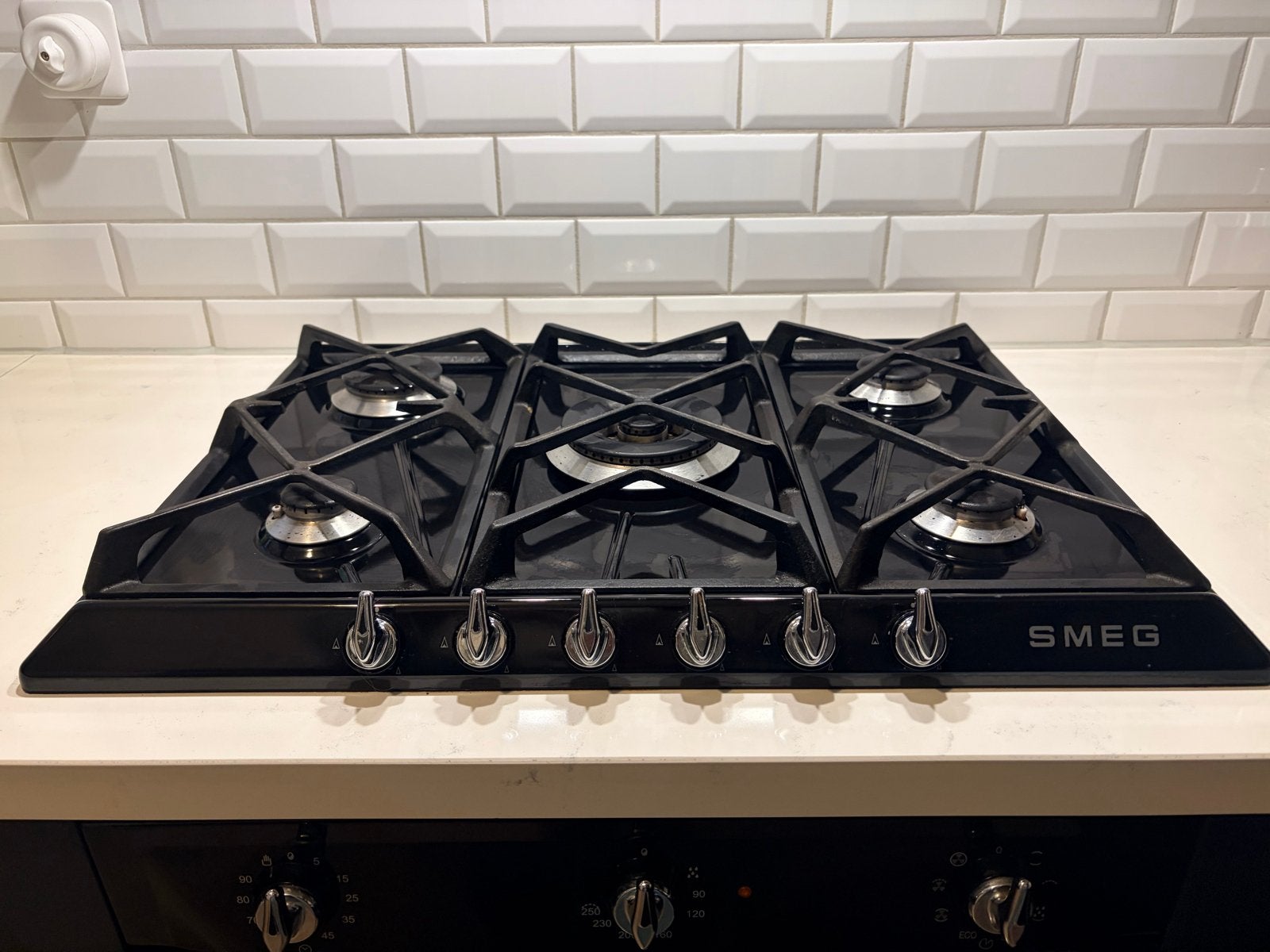 Luxe SMEG gaskookplaat – 5-pits | Zwart design, Ophalen, Gebruikt, Inbouw, Gas