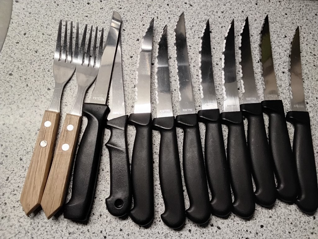 vlees messen bbq?, Los bestek, Nieuw, Rvs of Chroom, Snijmes