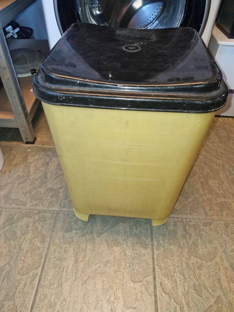 Vintage Lustro-ware Wasmand met Deksel - Geel/Zwart, Ophalen, Gebruikt, Minder dan 1200 toeren, Minder dan 85 cm