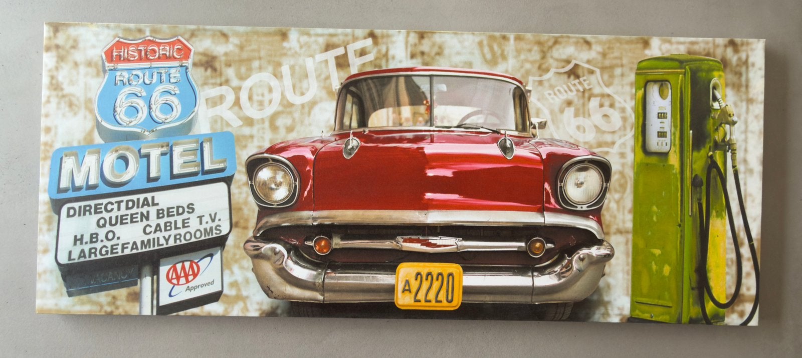 Gaaf schilderij “Route 66” ! Leuk vaderdag cadeau!, Ophalen, Zo goed als nieuw, 50 tot 75 cm, Schilderij