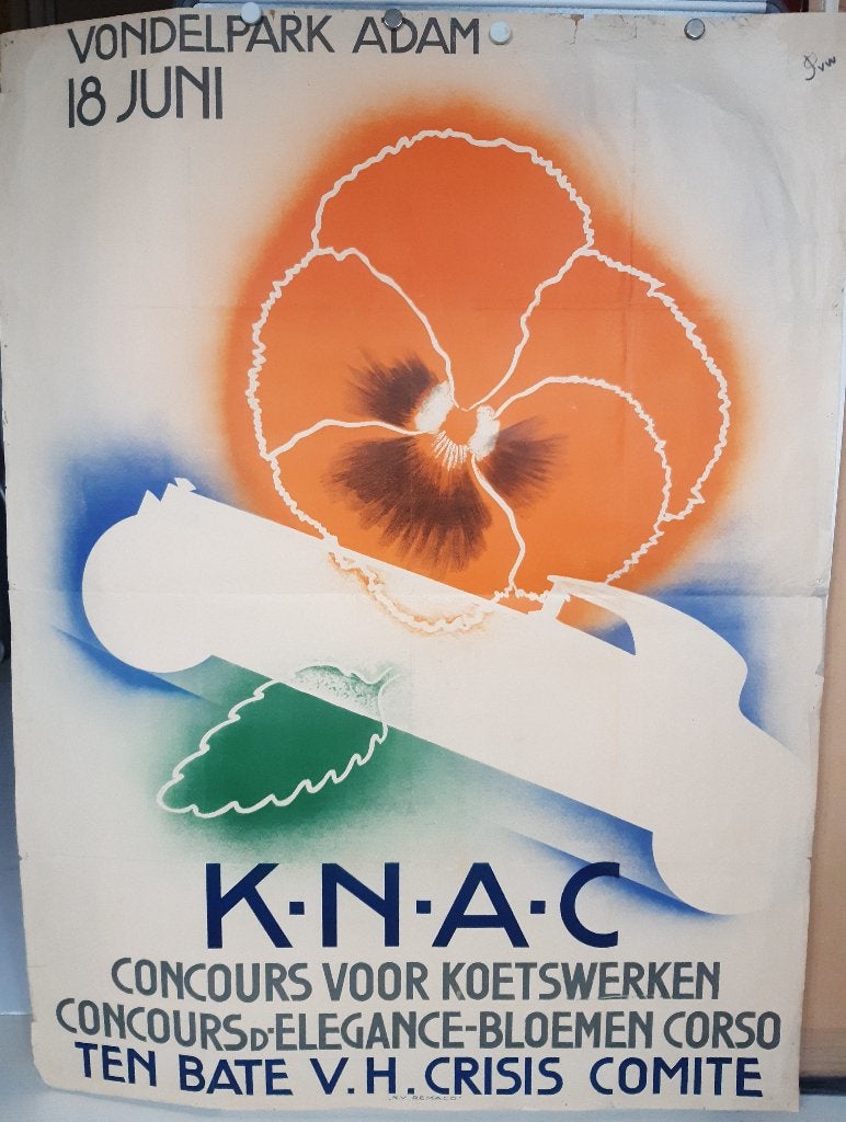 Originele Poster Vondelpark Koetswerken Oude Auto's 1935, Ophalen of Verzenden, A1 t/m A3, Reclame, Rechthoekig Staand