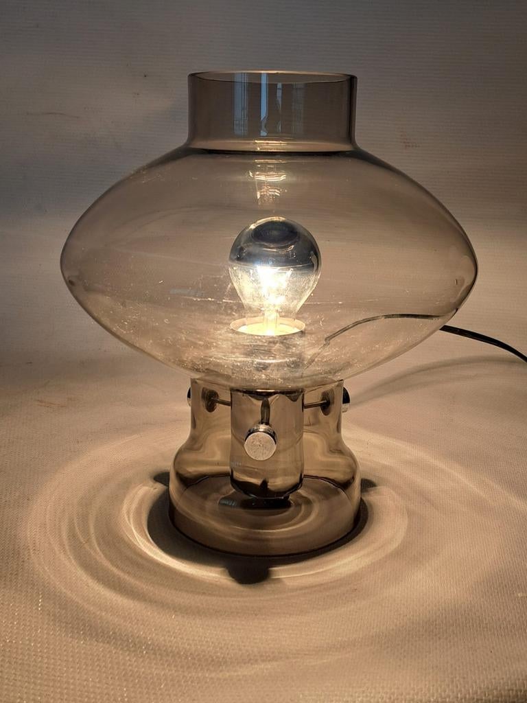 Vintage Nettelhof Leuchte Rookglas Tafellamp Jaren 70/80, Ophalen of Verzenden