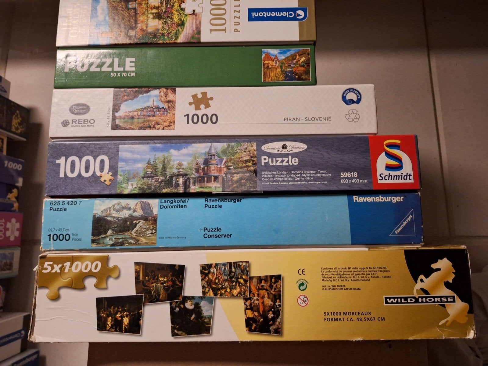 Diverse 1000-stukjes Puzzels - Schmidt, Ravensburger, Rebo, Ophalen, 500 t/m 1500 stukjes, Gebruikt, Legpuzzel