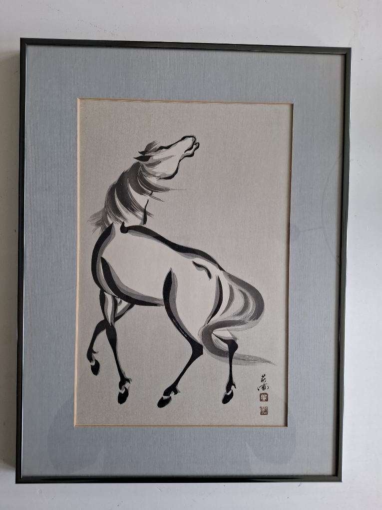 Vintage houtsnede Mokushu Urushibara (1888–1953), 23 cm, Ophalen of Verzenden, Houtsnede, 35 cm