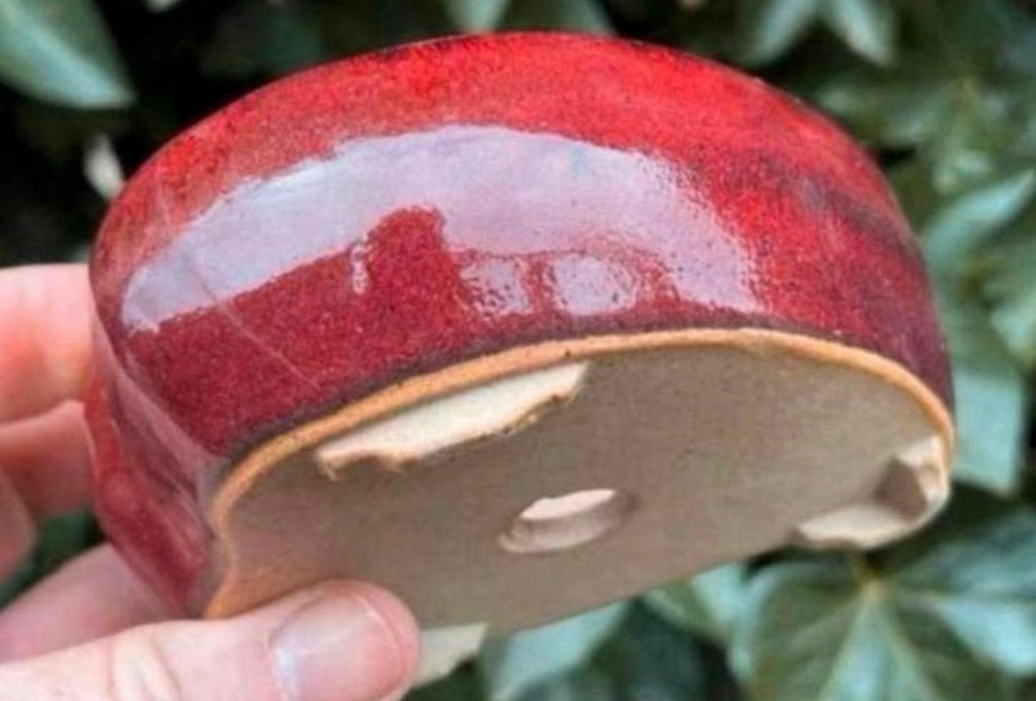 Bonsai schaal Ossenbloed rood geglazuurd 14,1x9,9x4,8, Ophalen of Verzenden, Zo goed als nieuw, Overige vormen, Aardewerk