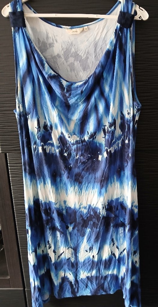 blauwe witte jurk maat 48, Kleding | Dames, Ophalen of Verzenden, Zo goed als nieuw, Blauw, Jurk