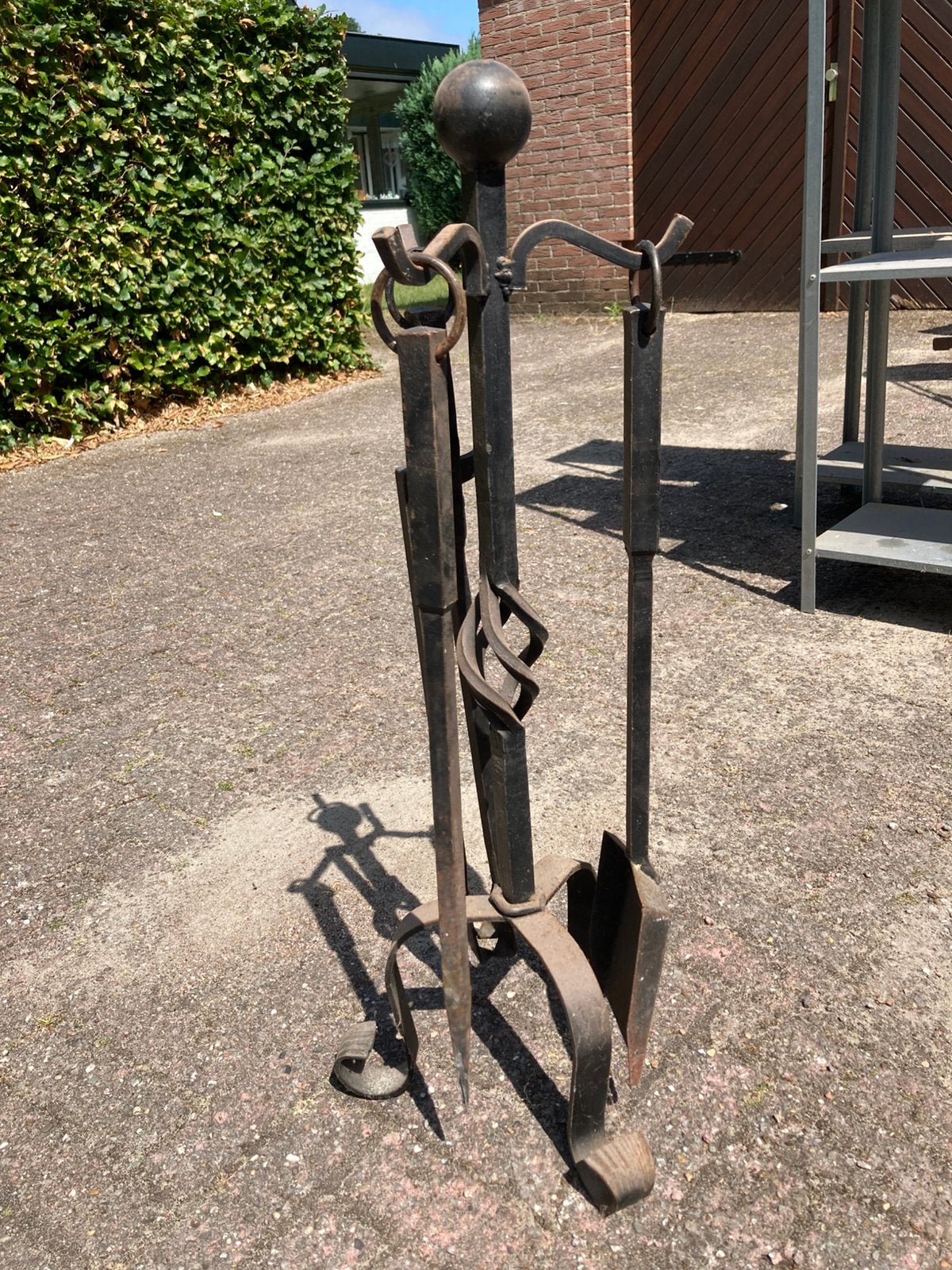 Smeedijzeren haardset, Huis en Inrichting, Haarden, Ophalen, Zo goed als nieuw, Vrijstaande haard, Houthaard