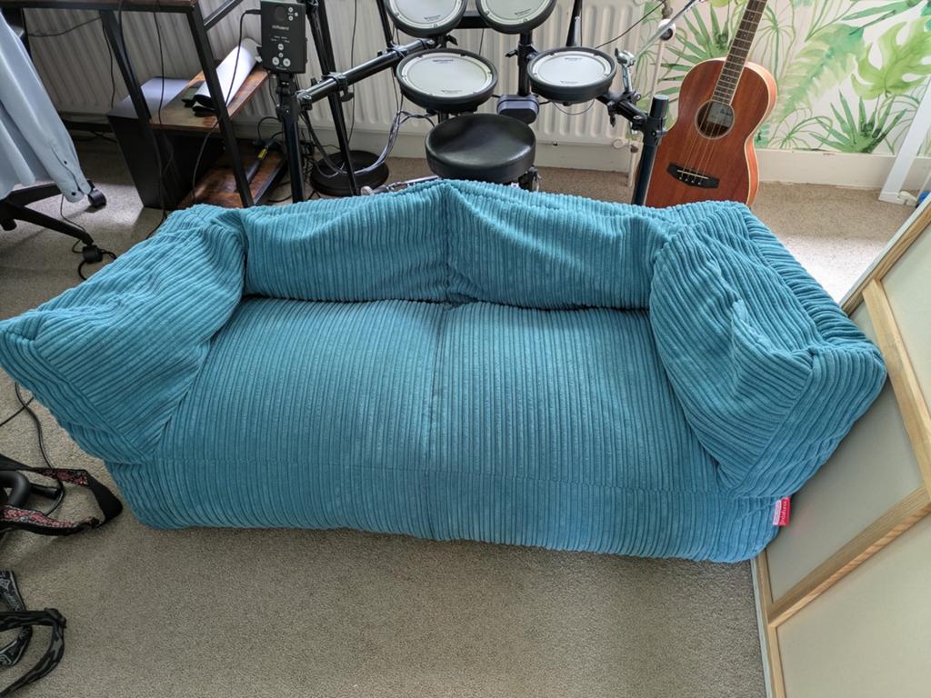 Big Bertha Albert 2-zitsbank Zitzak - Corduroy, Huis en Inrichting, Zitzakken, Ophalen, Zo goed als nieuw, Blauw, Zitzak