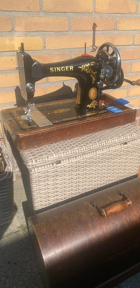 Antieke Singer Naaimachine met Houten Koffer, Ophalen of Verzenden