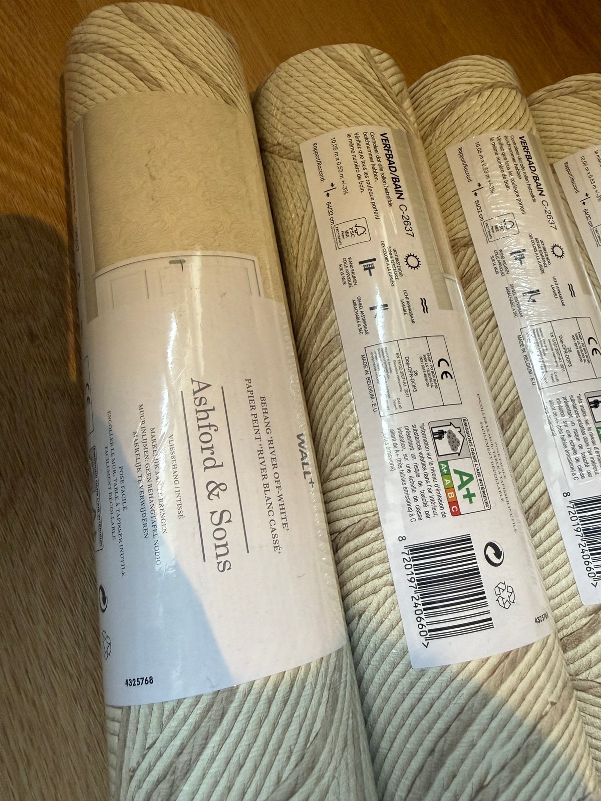 6x Kwantum River behang beige/off-white (Arte Manila dupe), Overige merken, Beige, Geometrisch, Modern