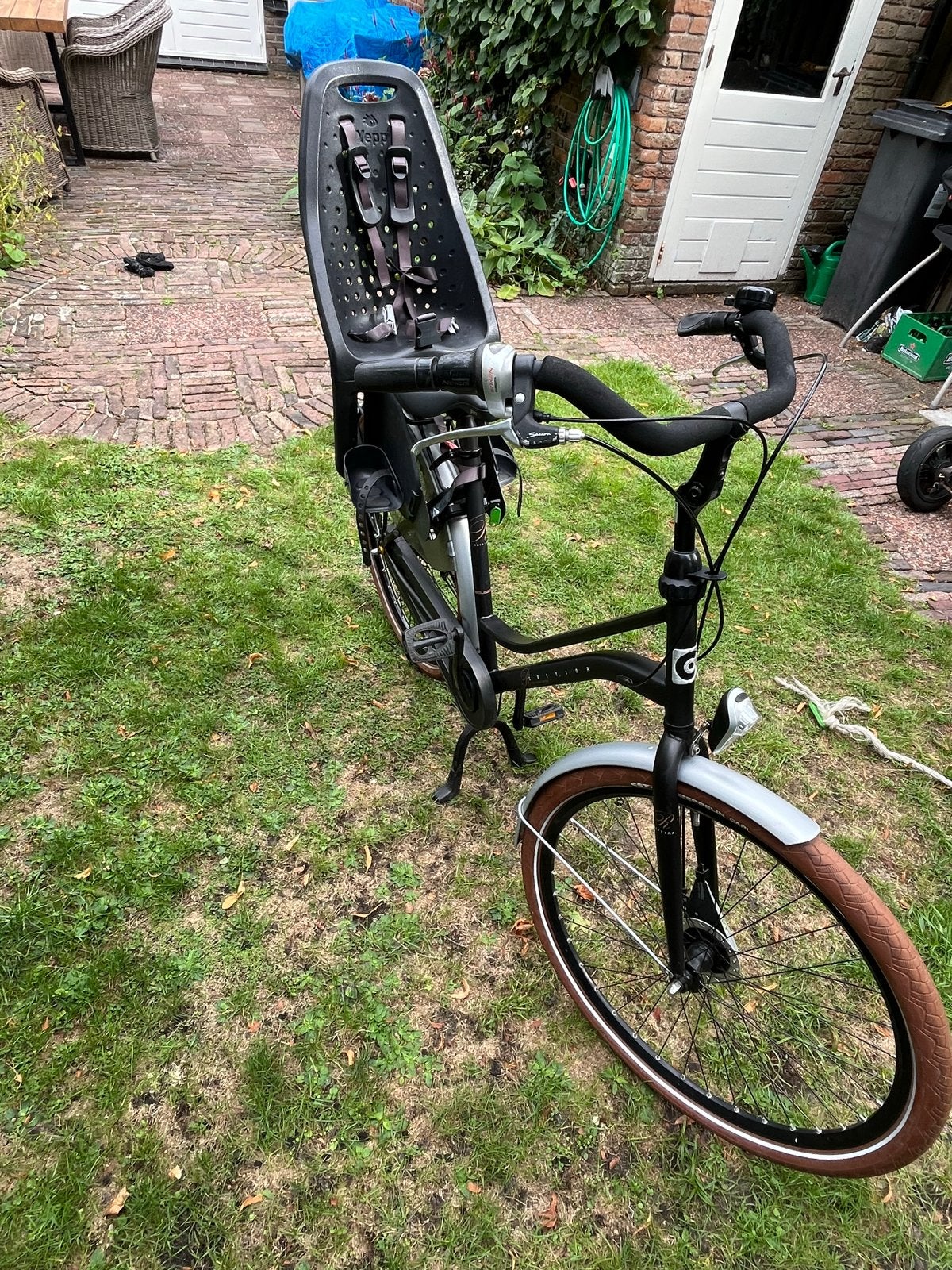 Cortina moeder fiets frame maat 51 met Yepp kinderzitje, Versnellingen, Zo goed als nieuw, 50 tot 53 cm, Trommelrem