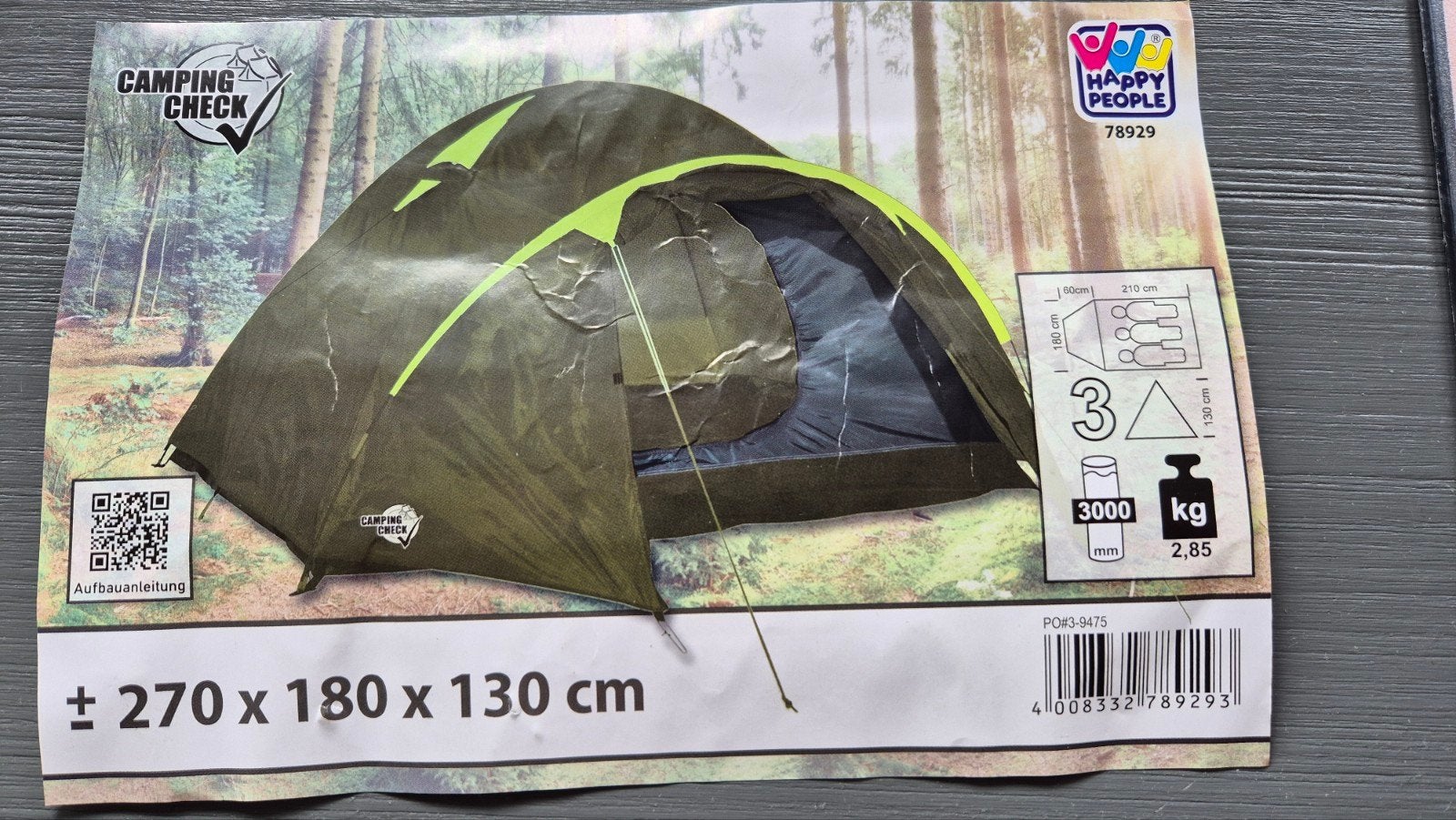 Zo goed als nieuwe tent (3 persoons) - tentstok gebroken, Caravans en Kamperen, Ophalen of Verzenden
