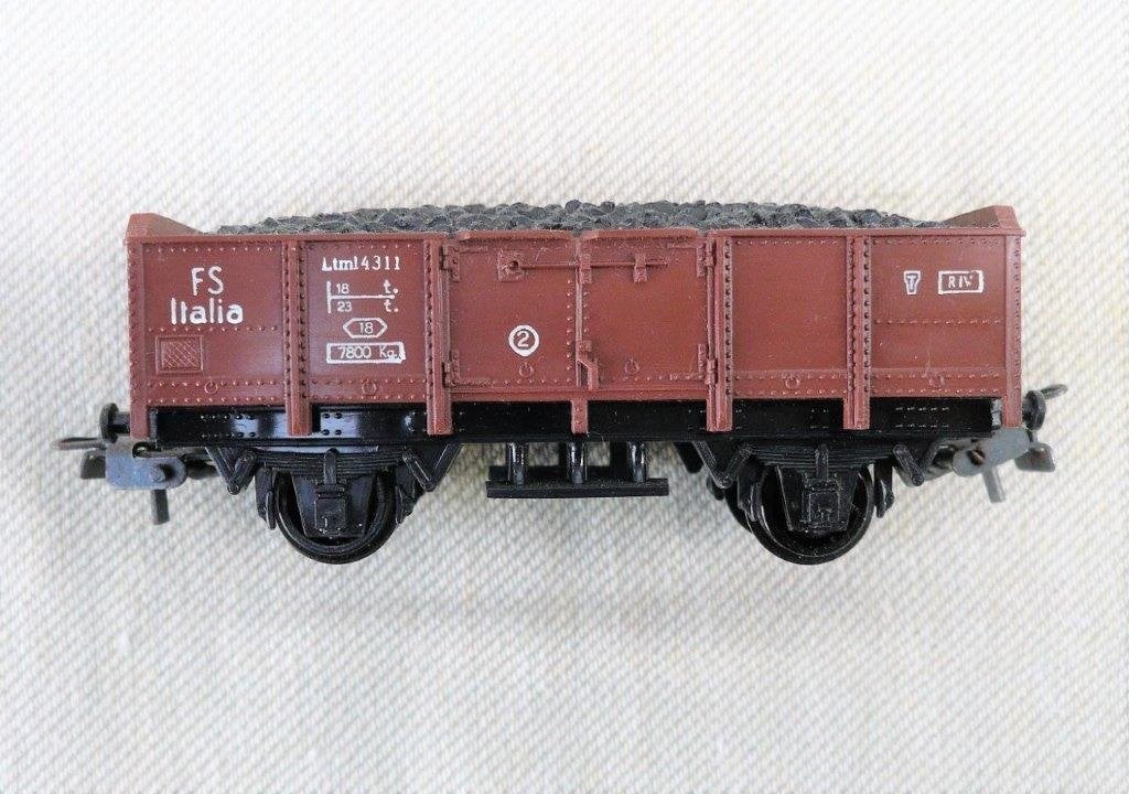 Lima Hoge bak kolen wagon met lading fs italy. (1960)., Gelijkstroom, Wagon, Ophalen of Verzenden, Zo goed als nieuw