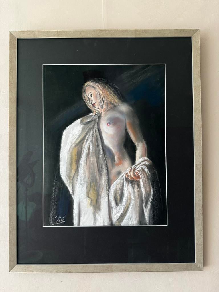 Prachtig pastel portret incl. Lijst met museumglas, Ophalen