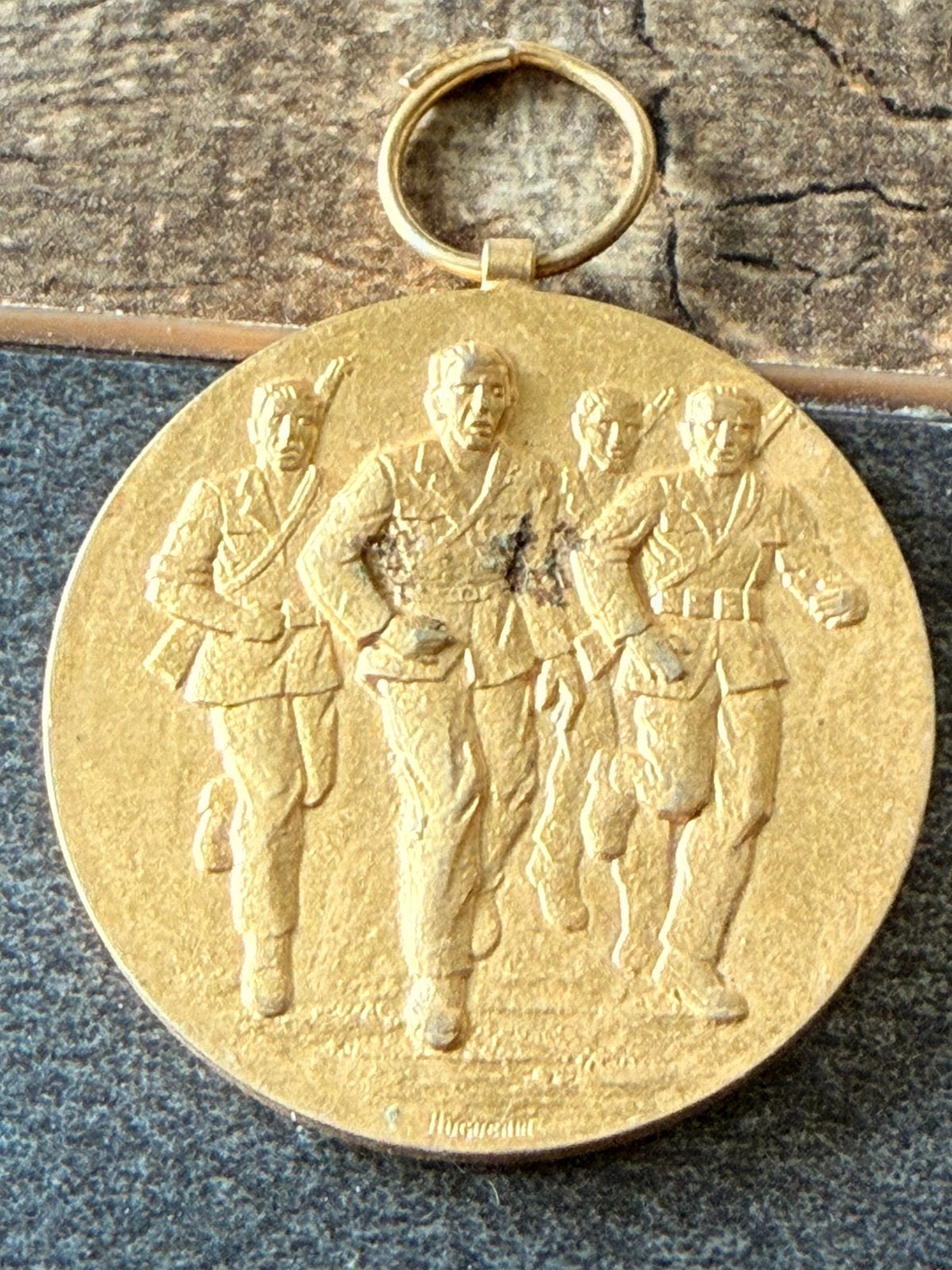 Oude penning medaille leger mars hardloopwedstrijd militair, Ophalen of Verzenden, Overige materialen