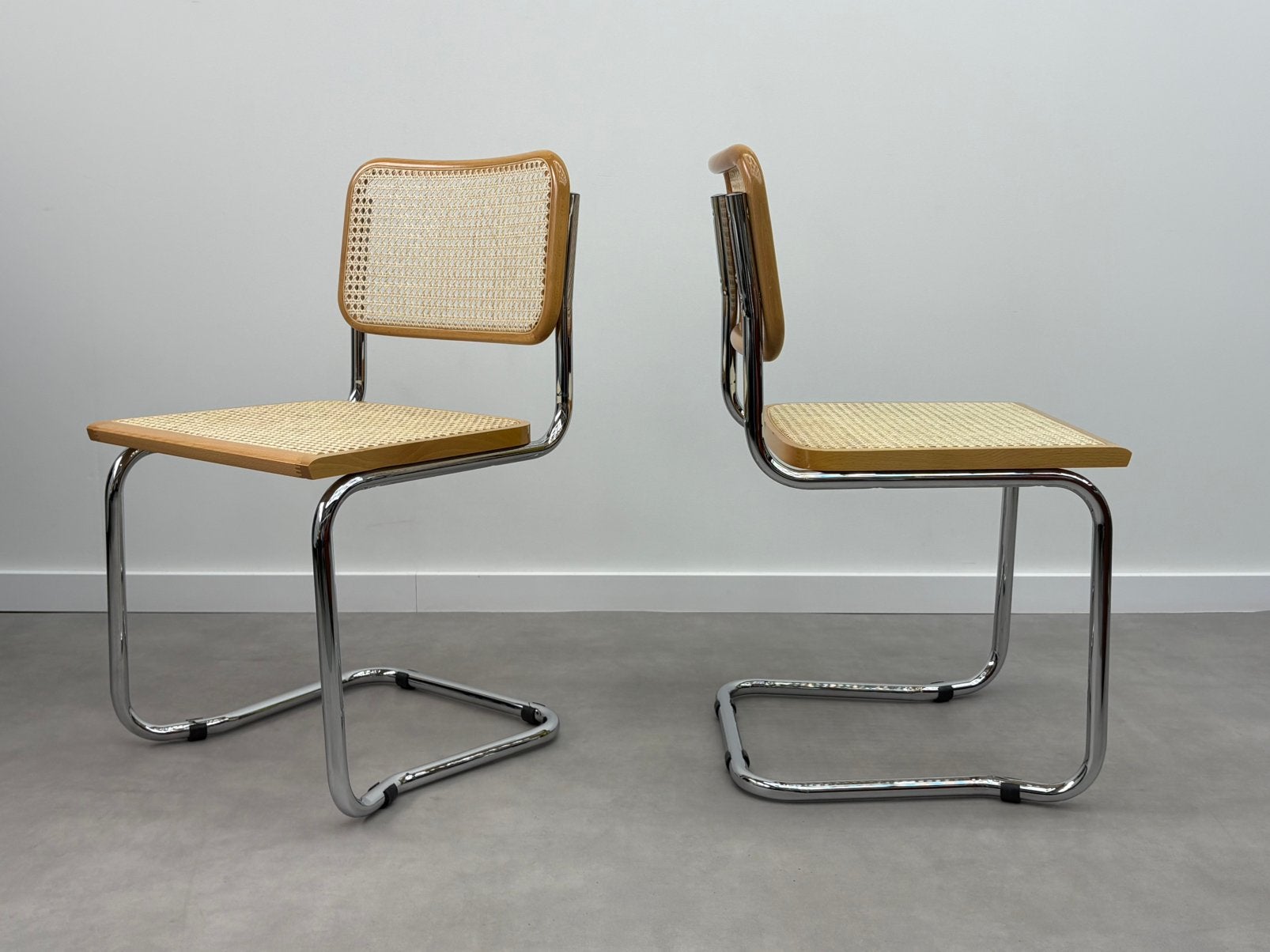 Set van 2 Cesca buisframe stoelen,  webbing topstaat, Huis en Inrichting, Ophalen, Zo goed als nieuw, Twee