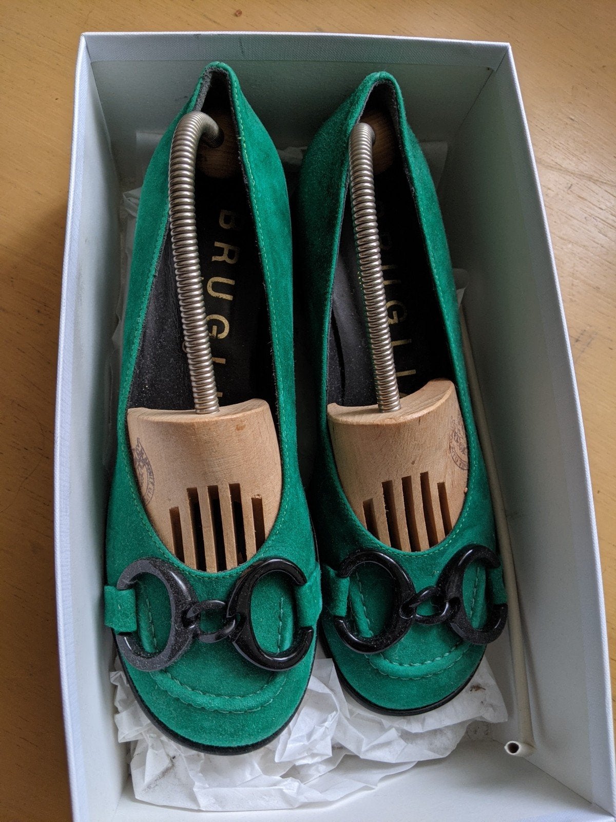 Bruglia Milano groene suede loafers Mt 39, Ophalen of Verzenden, Zo goed als nieuw, Groen, Instappers