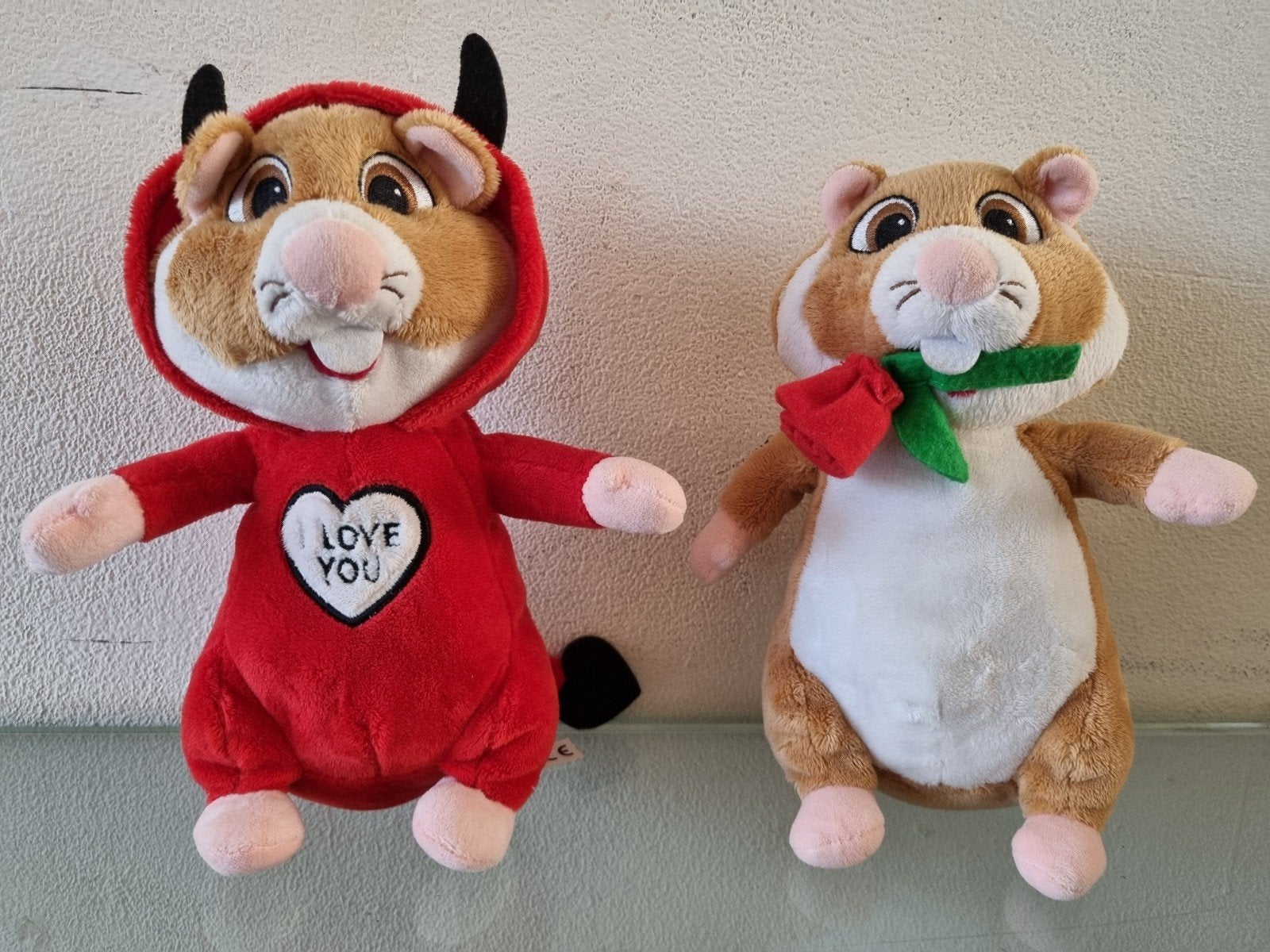 Orig,2,AH,(Valentijn)HAMSTER"DUIVEL/ROOS,Label,23cm,Inwst!a, Hamster, Ophalen of Verzenden, Zo goed als nieuw, Middelgroot (20 tot 80 cm)