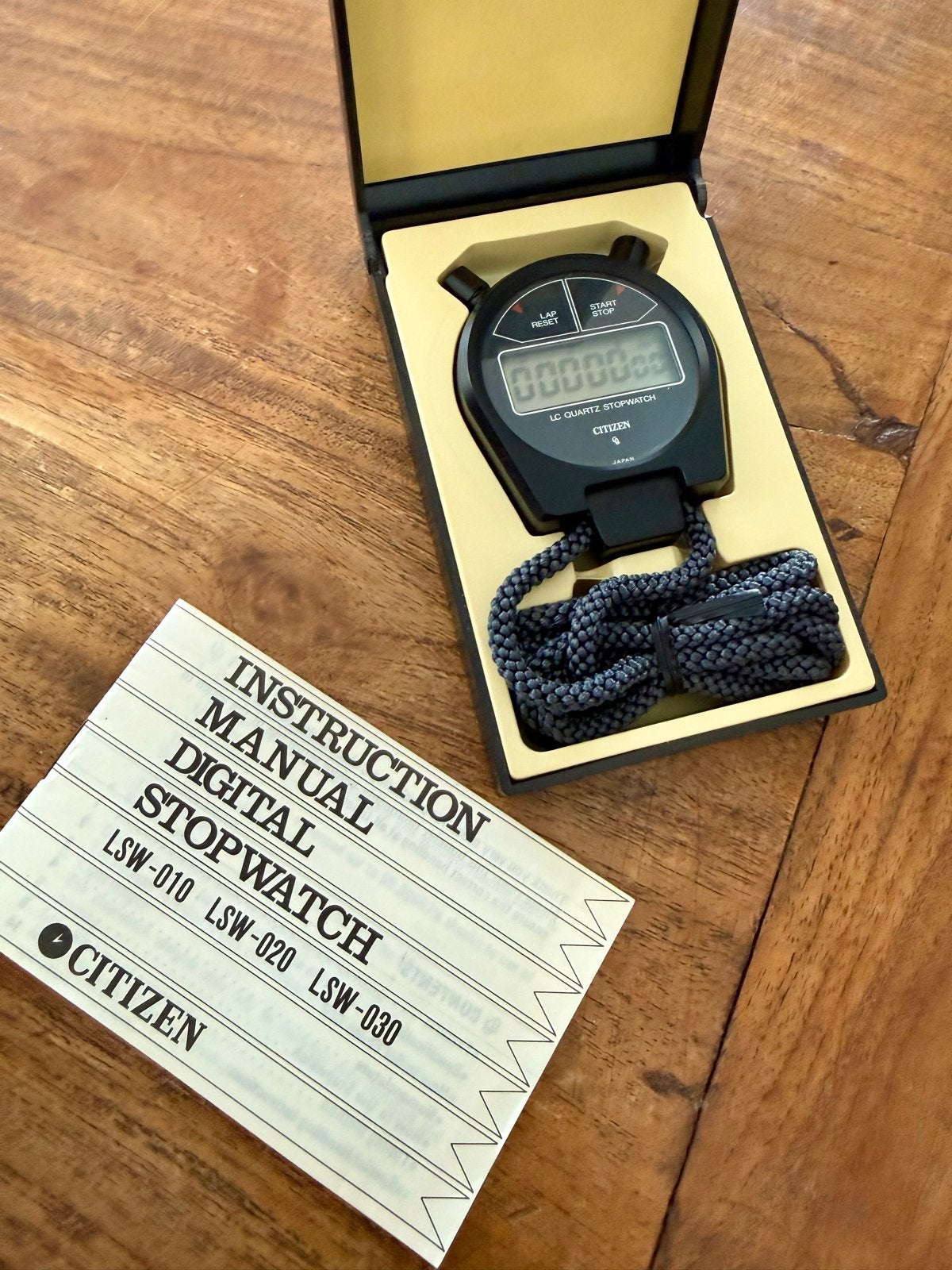 Nieuwe vintage Citizen stopwatch in origineledoos/instructie, Ophalen of Verzenden, Nieuw, Zwart, IOS
