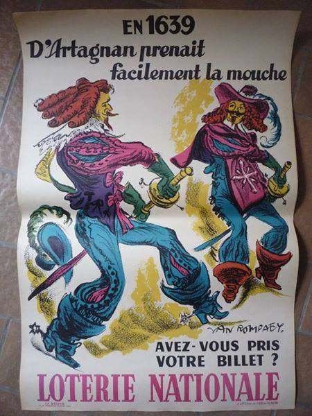 poster Franse Loterij uit 1958, Ophalen of Verzenden, A1 t/m A3, Film en Tv, Rechthoekig Staand