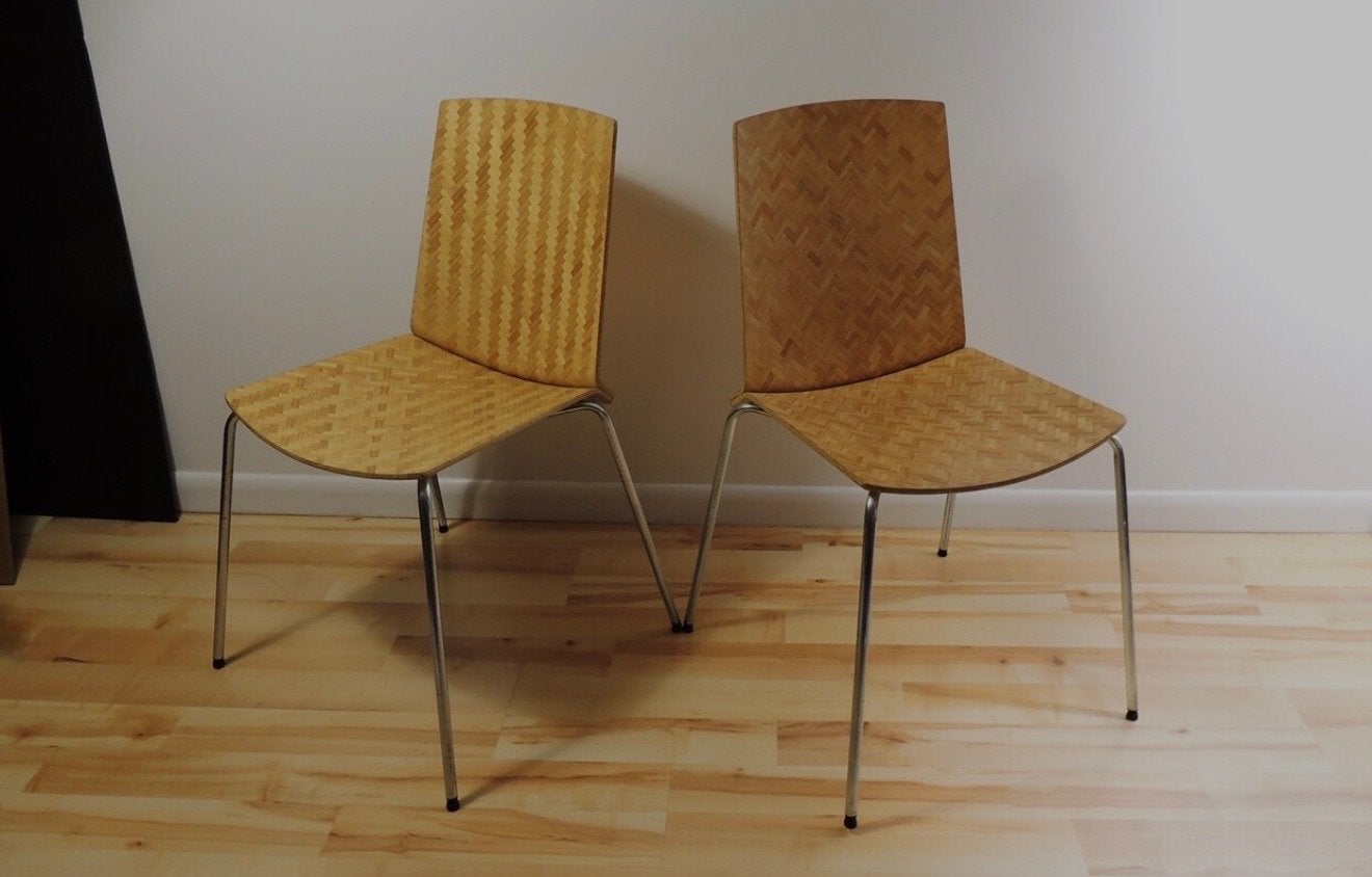 Set van 2 vintage IKEA Eliot Bamboo stoelen collectable, Ophalen, Gebruikt, Twee, Overige kleuren